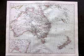 Times Atlas 1895 LG Antique Map. Australia and New Zealand