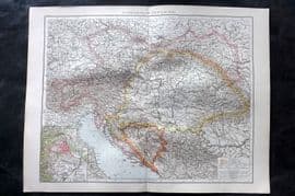 Times Atlas 1895 LG Antique Map. Austria Hungary (General Map)