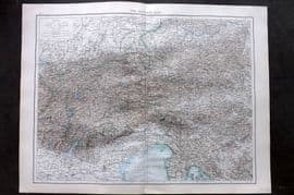 Times Atlas 1895 LG Antique Map. Austrian Alps