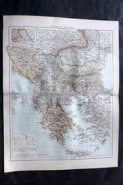 Times Atlas 1895 LG Antique Map. Balkan Peninsula. Greece etc