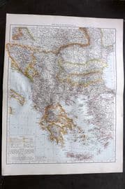 Times Atlas 1895 LG Antique Map. Balkan Peninsula. Greece etc