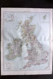 Times Atlas 1895 LG Antique Map. British Isles