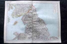 Times Atlas 1895 LG Antique Map. England and Wales (North)