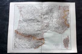 Times Atlas 1895 LG Antique Map. France (South)
