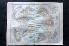 Times Atlas 1895 LG Antique Map. North Polar Regions