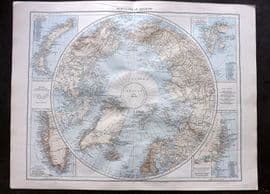 Times Atlas 1895 LG Antique Map. North Polar Regions