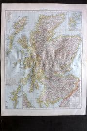 Times Atlas 1895 LG Antique Map. Scotland