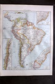 Times Atlas 1895 LG Antique Map. South America