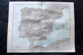 Times Atlas 1895 LG Antique Map. Spain and Portugal