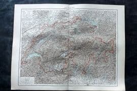 Times Atlas 1895 LG Antique Map. Switzerland