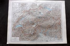 Times Atlas 1895 LG Antique Map. Switzerland