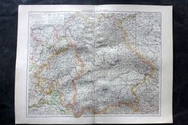 Times Atlas 1895 LG Antique Map. Wurtemberg and Bavaria. Germany