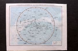 Times Atlas 1895 Map. Constellations of the Southern Hemisphere. Celestial Astronomy