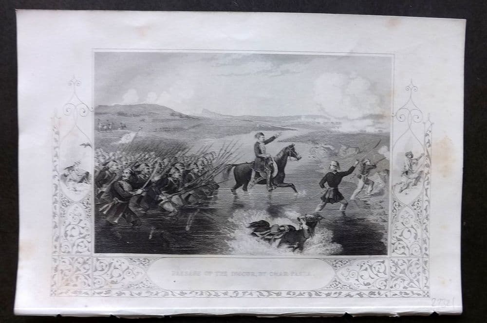 Ingour Tyrrell Crimean War 1858 Antique Print Passage of the Ingour by Omar Pasha