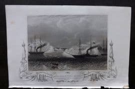 Tyrrell Crimean War 1858 Naval Print. Gallant affair of the Hecla & Arrogant