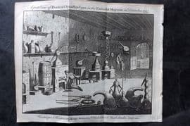 Universal Mag. 1748 Antique Print. Practical Chymistry. Chemistry