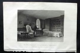 Williams 1854 Antique Print. Duke of Wellington's Study & Bedroom, Walmer Castle