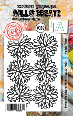 #309 Pom Pom Flowers A7 Stamp AALL & Create Stamp