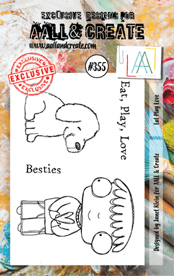 #355 Eat Play Love A7 Stamp AALL & Create Stamp