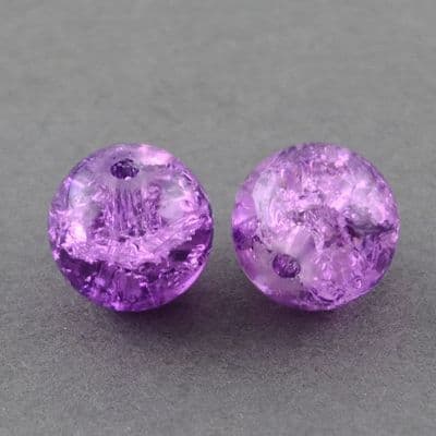 10mm Crackle Glass Beads Strands Violet (20)