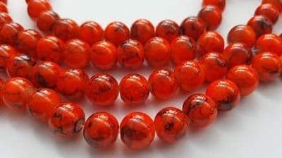 10mm Glass bright drawbench round beads (20) Bright Orange