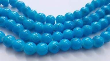 10mm Glass bright drawbench round beads (20) Turquoise