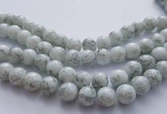 10mm Glass bright drawbench round beads (20) White