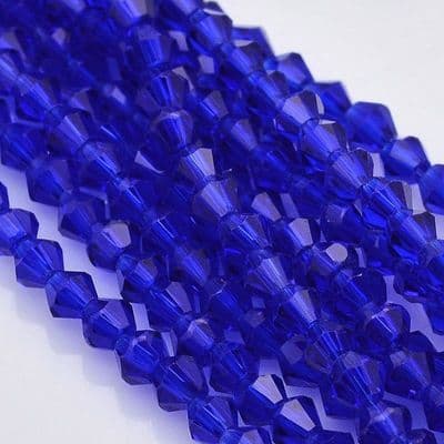 3mm Glass Bicone Beads Royal Blue (50)