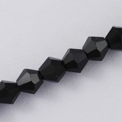 4mm Black Bicone Glass Beads
