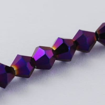 4mm Purple Bicone Glass Beads