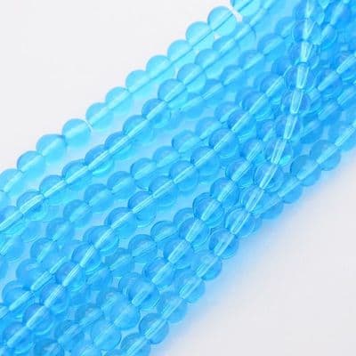 4mm round glass beads - Dodger Blue Approx 80 beads