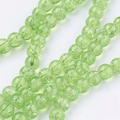 6mm Crackle Glass Beads Apple Green (30)