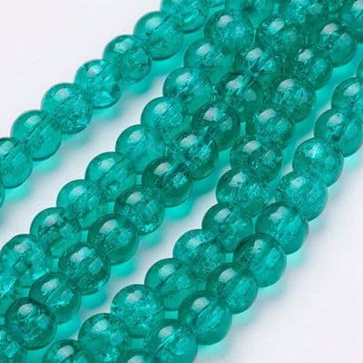 6mm Crackle Glass Beads Jade Green (30)