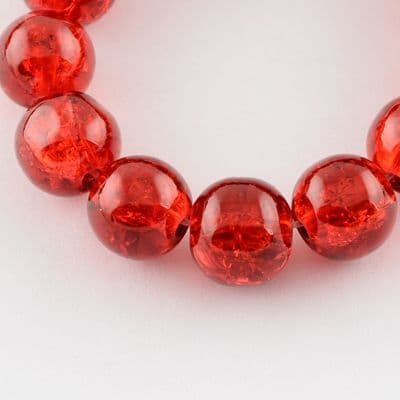 6mm Crackle Glass Beads Red (30)