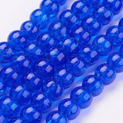 6mm Crackle Glass Beads Royal Blue (30)