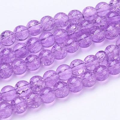 6mm Crackle Glass Beads Violet (30)