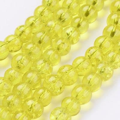 6mm Crackle Glass Beads Yellow (30)