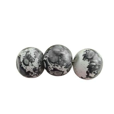 6mm Round Baking Beads Black Speckled (30)