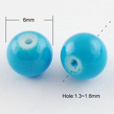 6mm Round Baking Beads Turquoise (30)