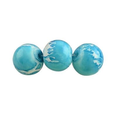 6mm Round Baking Beads Turquoise Speckled (30)
