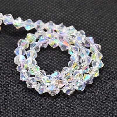AB Clear Grade AA 4mm Faceted Glass Bicone