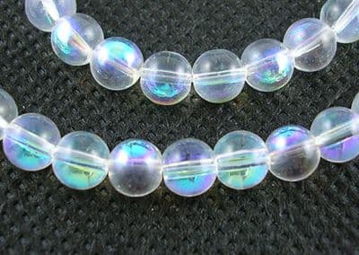 AB Plated Clear Round Dyed Glass Beads - 13