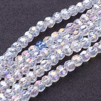 AB Plated Faceted Clear 6mm Glass Beads  (30 beads)