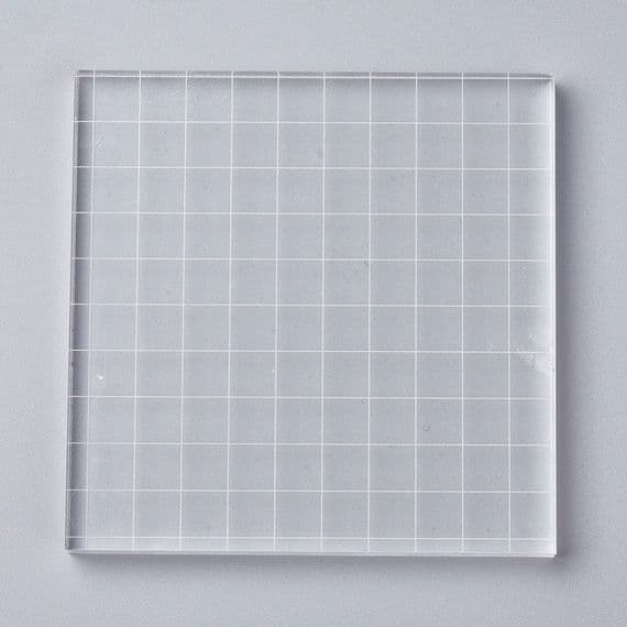 Acrylic Stamping Blocks with Gridlines Large Square (105x105x7.5mm)