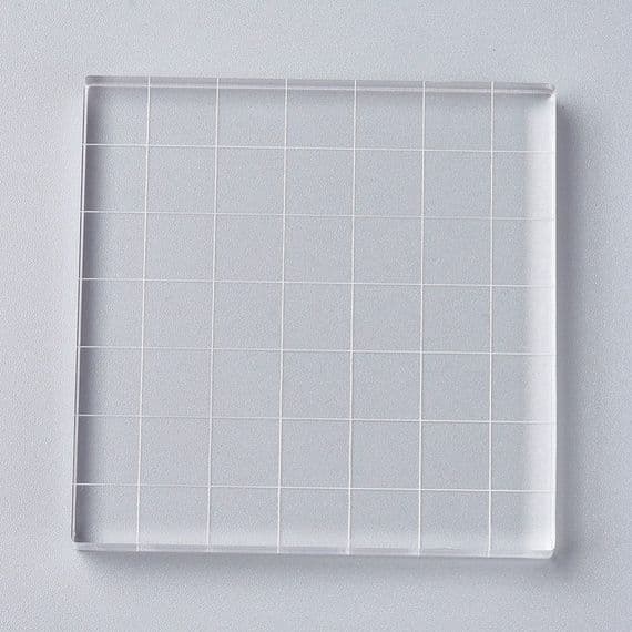 Acrylic Stamping Blocks with Gridlines Small Square (70x70x7mm)