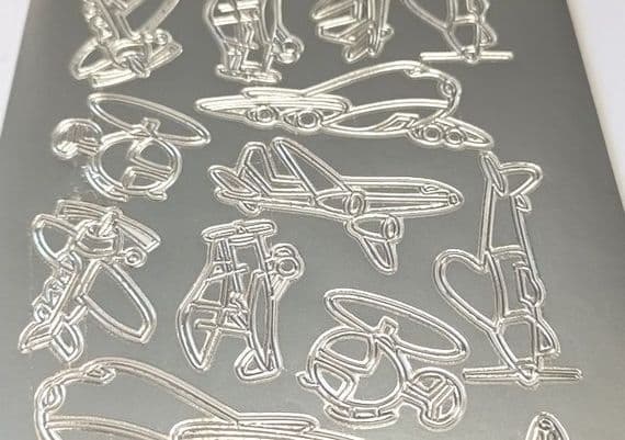 Airplane Silver Peel-Off Sticker