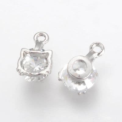 Alloy Cubic Zirconia Cat Charms (2)