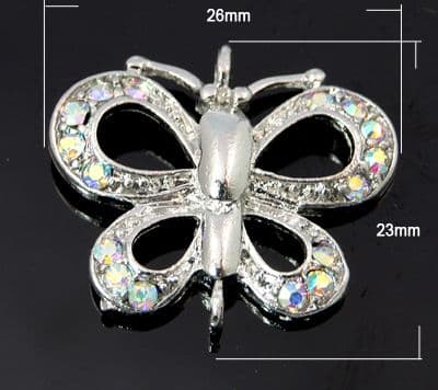 Alloy Rhinestone Pendant/Charm - AB Crystal Butterfly (single)