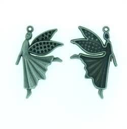 Angel Charm Steampunk style in antique silver finish - pack of two