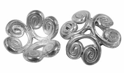 Antique Silver Colour Swirl Design Alloy Bead Caps - 12x12x4mm (25 caps)